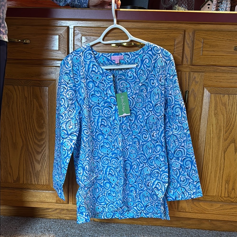 Lilly Pulitzer Multicolored V-Neck 3/4 Sleeve Tunic